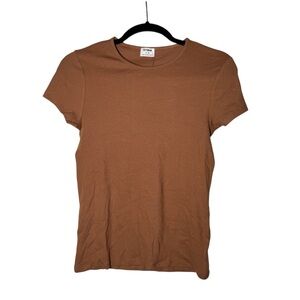 Cotton On Organic Rib Crew Short Sleeve Tee Brown Size Large NWT